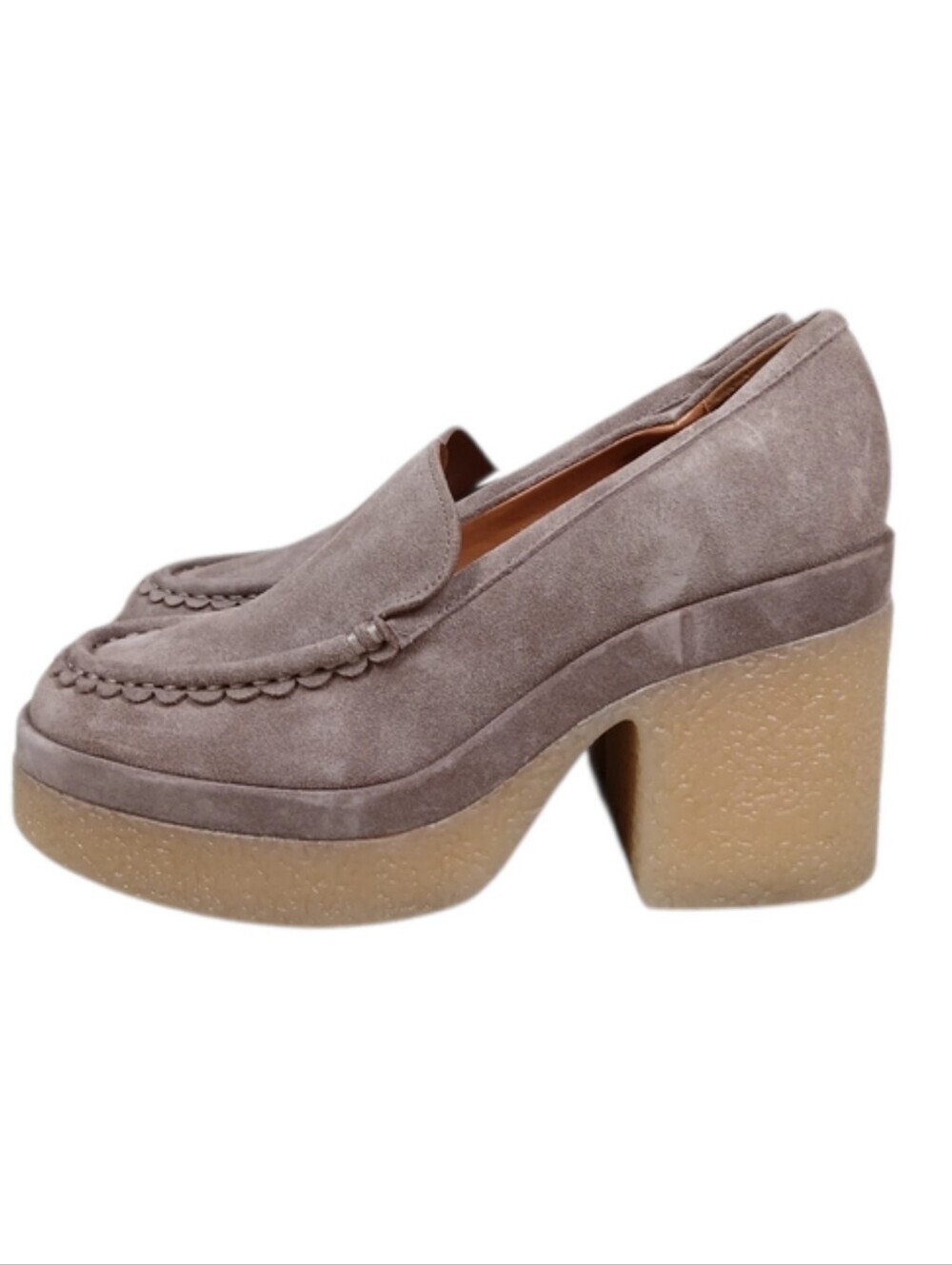 Marc Fisher LTD Lina Taupe Suede Platform Heeled Loafers 9.5M